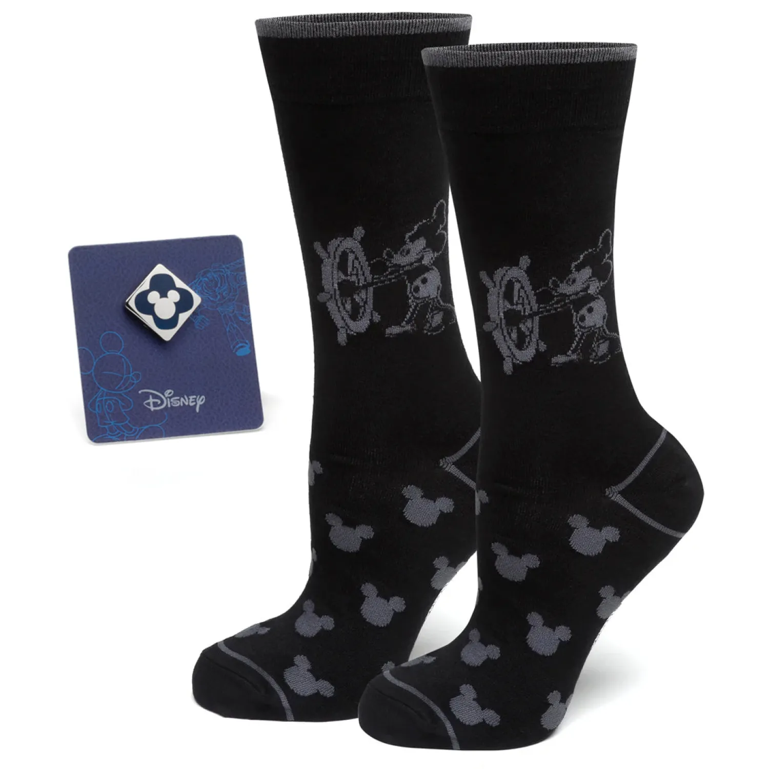 Best Sale Mickey Steamboat Willie Sock and Mickey Blue Lapel Pin Gift Set Socks