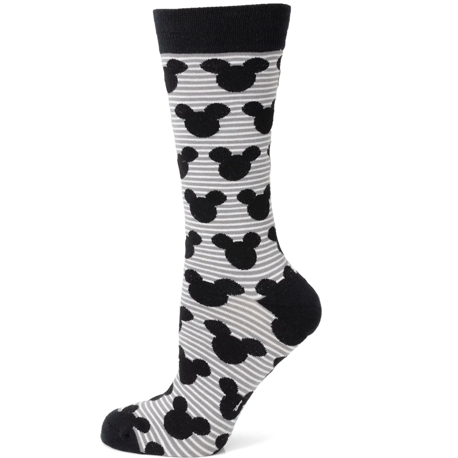 Fashion Mickey Stripe Gray Sock and Mickey Blue Lapel Pin Gift Set Socks