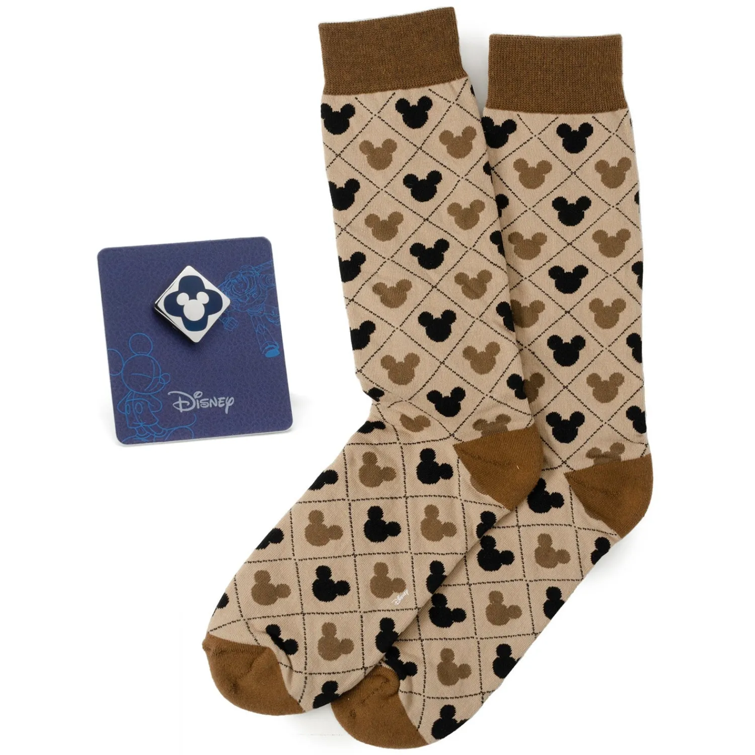 Fashion Mickey Tan Sock & Mickey Lapel Pin Set Socks