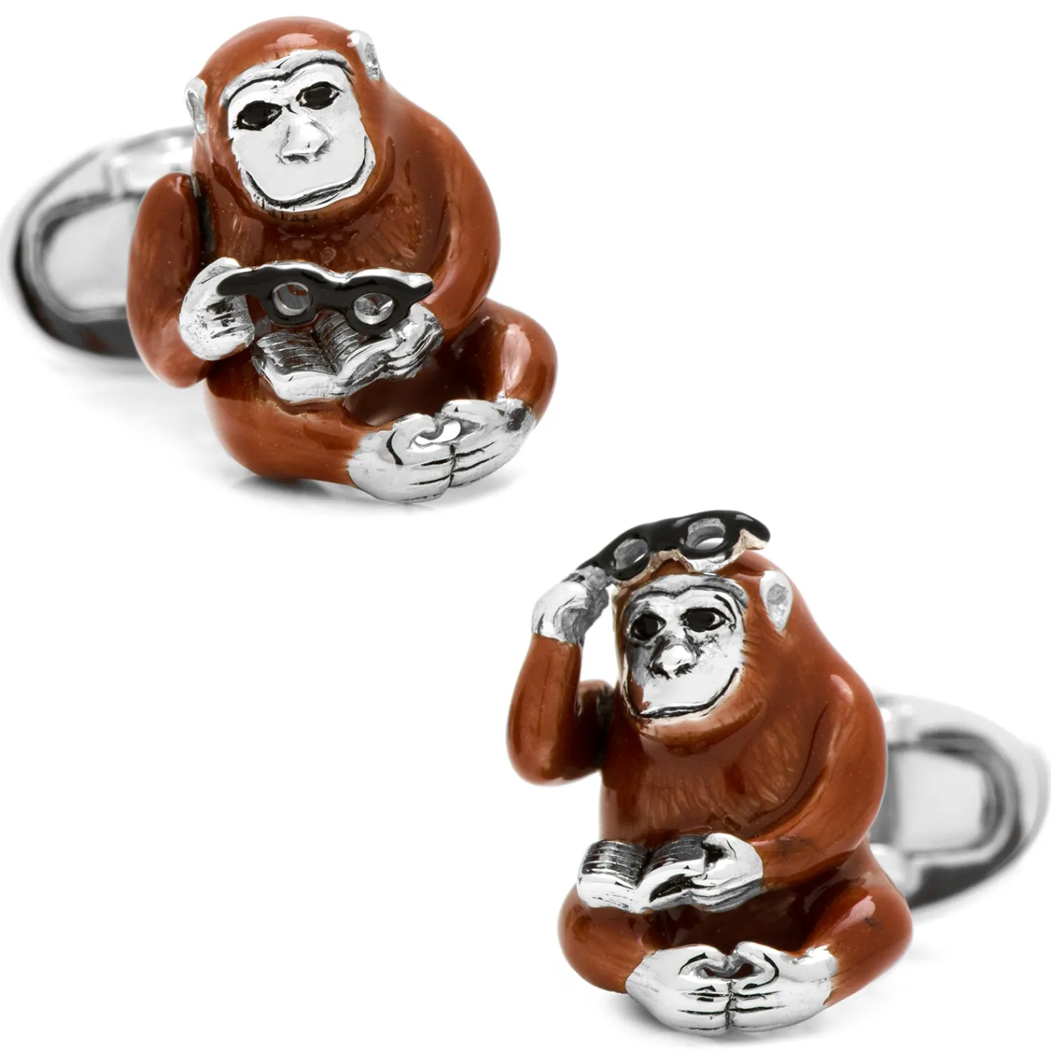 Best Sale Monkey with Reading Glasses and Book Cufflinks Luxury Cufflinks | Hobbies & Interests Cufflinks