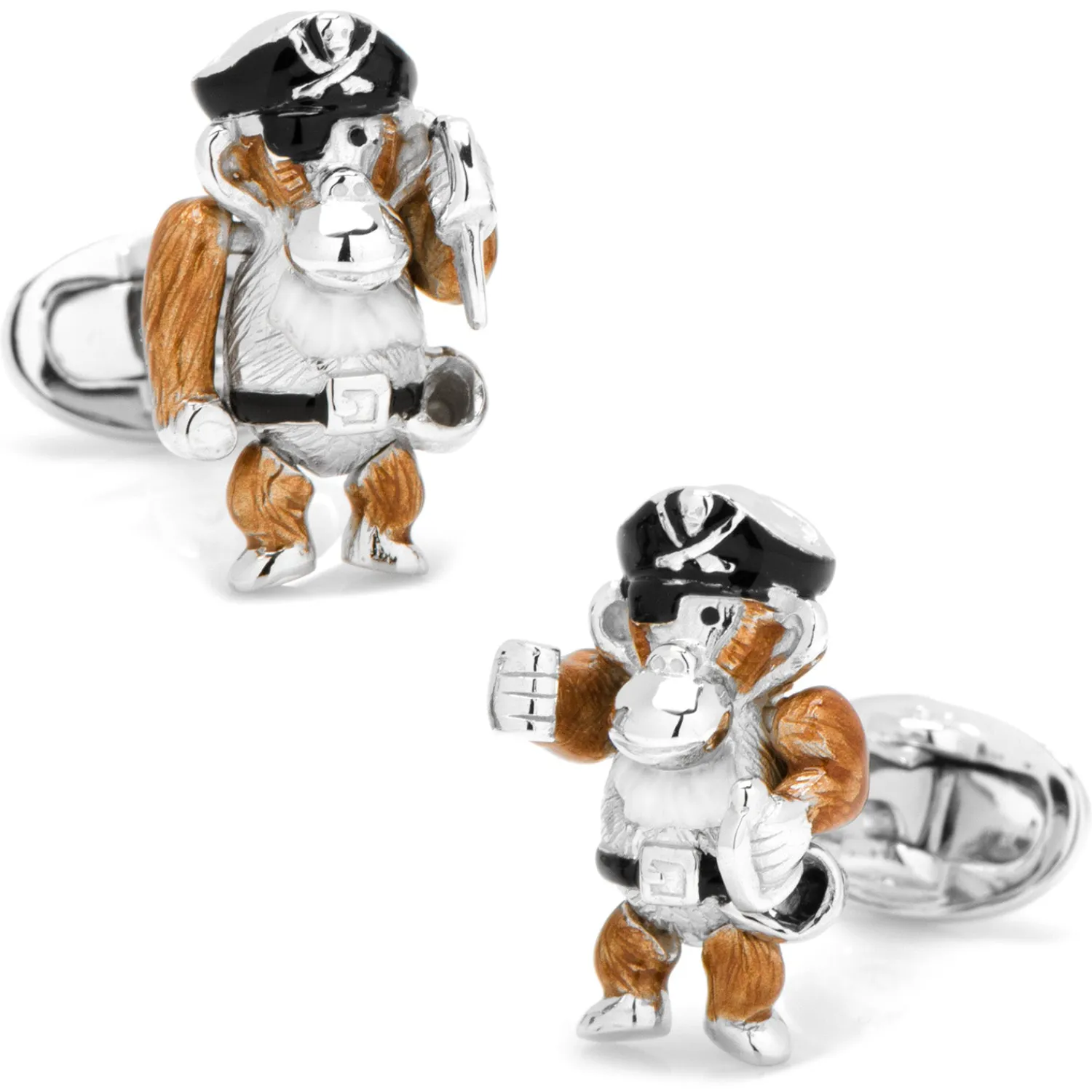 Outlet Moving Monkey Pirate with Hat and Sword Cufflinks Luxury Cufflinks | Hobbies & Interests Cufflinks