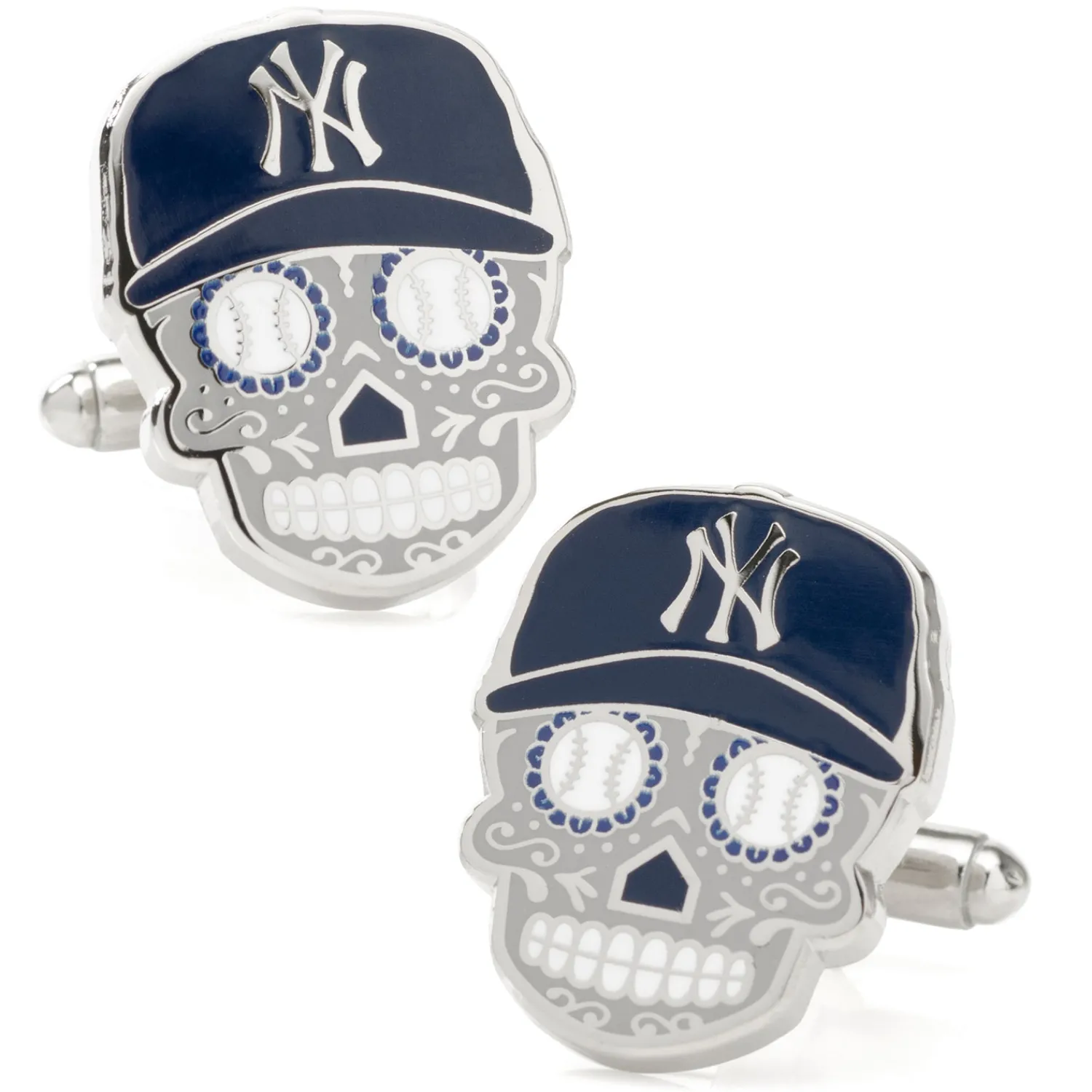 Outlet New York Yankees Sugar Skull Cufflinks Luxury Cufflinks | Sports Cufflinks