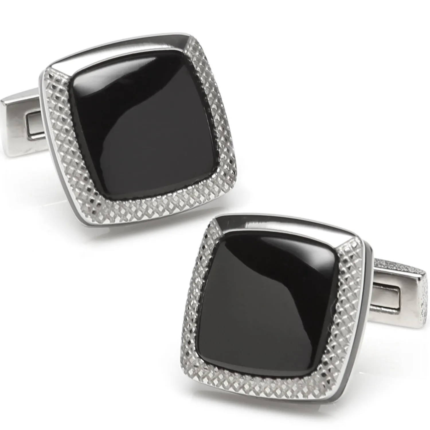 Online Onyx Cushion Stainless Steel Cufflinks Luxury Cufflinks | Hobbies & Interests Cufflinks