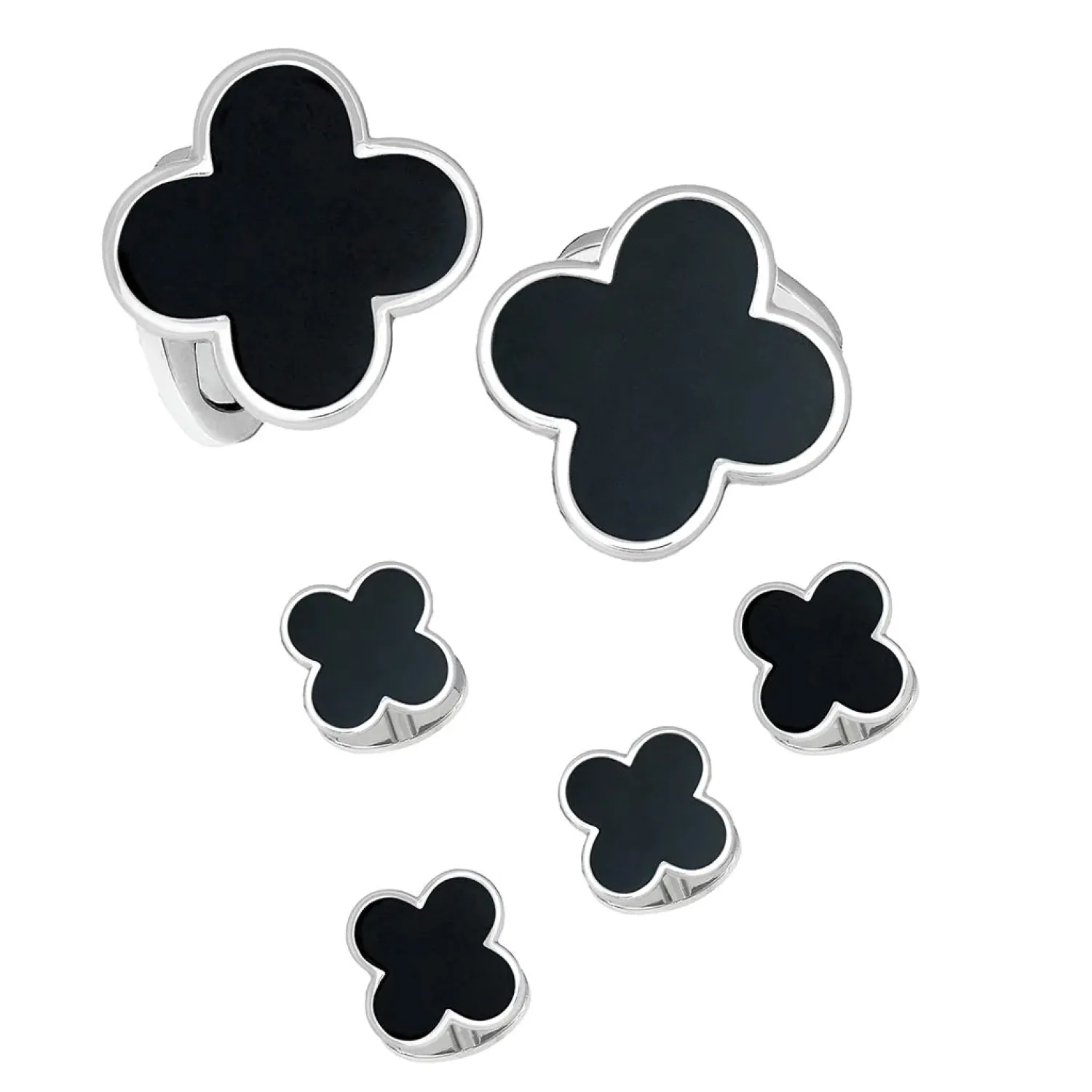 Cheap Onyx Four Leaf Clover Sterling Silver Stud Set Stud Sets | Hobbies & Interests Cufflinks