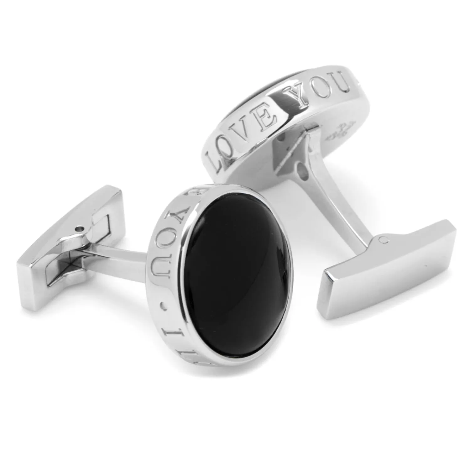 Clearance Onyx I Love You Stainless Steel Cufflinks Luxury Cufflinks | Hobbies & Interests Cufflinks