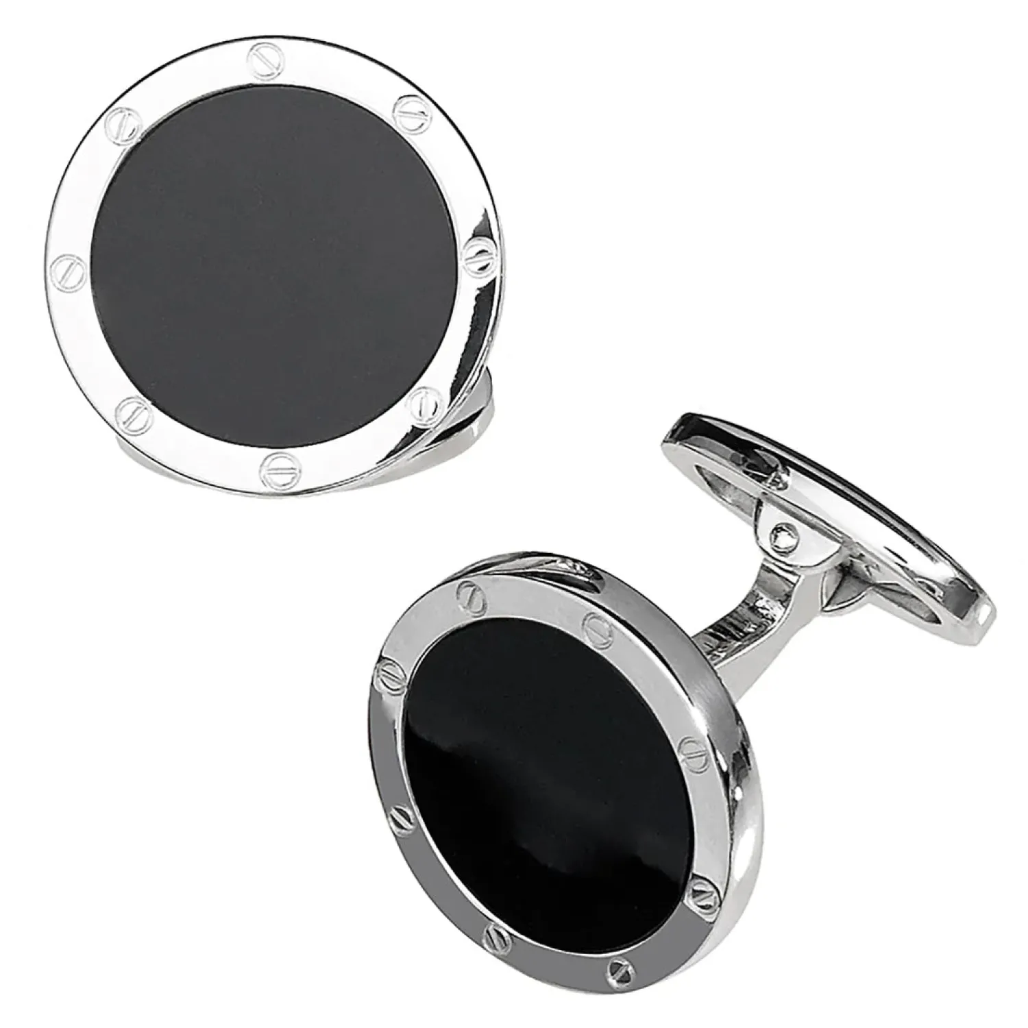 Best Onyx Rivet Etch Detail Sterling Silver Cufflinks Luxury Cufflinks | Hobbies & Interests Cufflinks