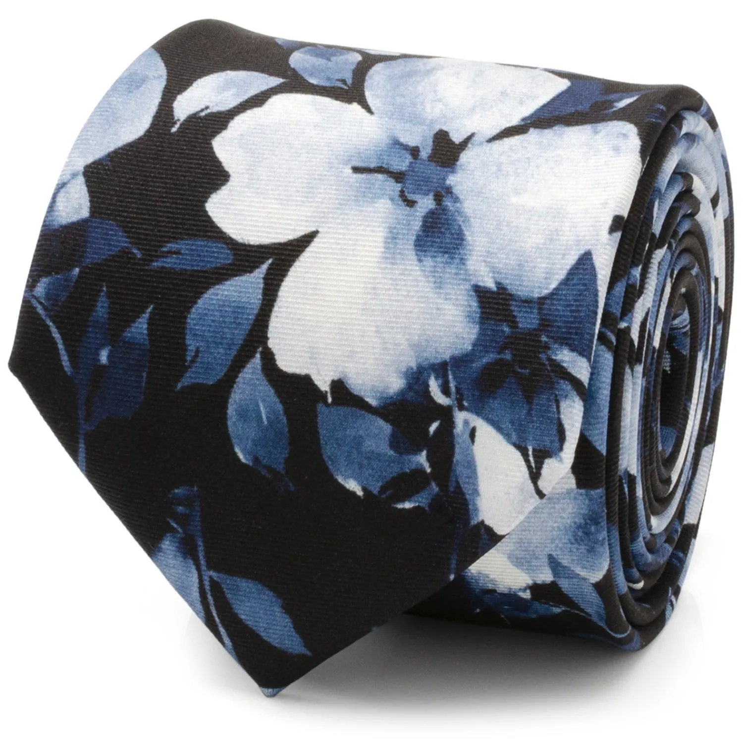 Outlet Painted Floral Black Silk Men's Tie Classic Ties