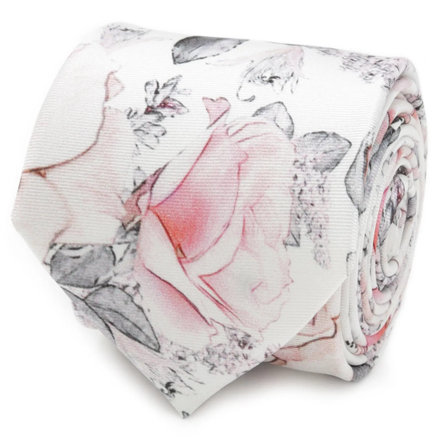 Flash Sale Painted Floral Gray Silk Men's Tie Classic Ties