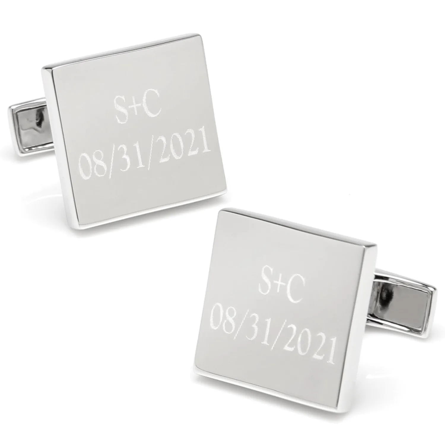 Fashion Personalized Wedding Day Engravable Square Cufflinks Wedding Cufflinks | Luxury Cufflinks