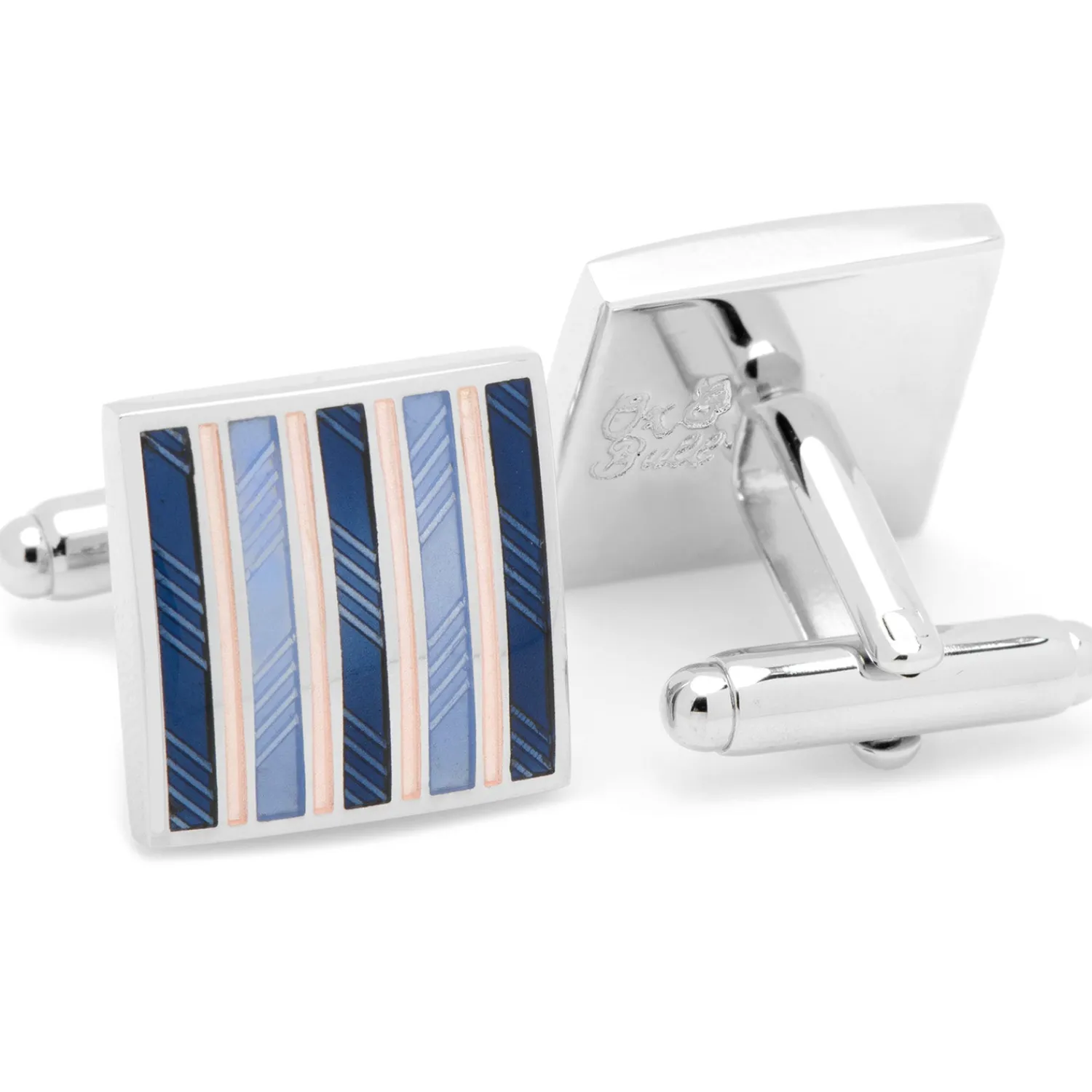 Fashion Pink and Navy Striped Square Cufflinks Luxury Cufflinks | Hobbies & Interests Cufflinks