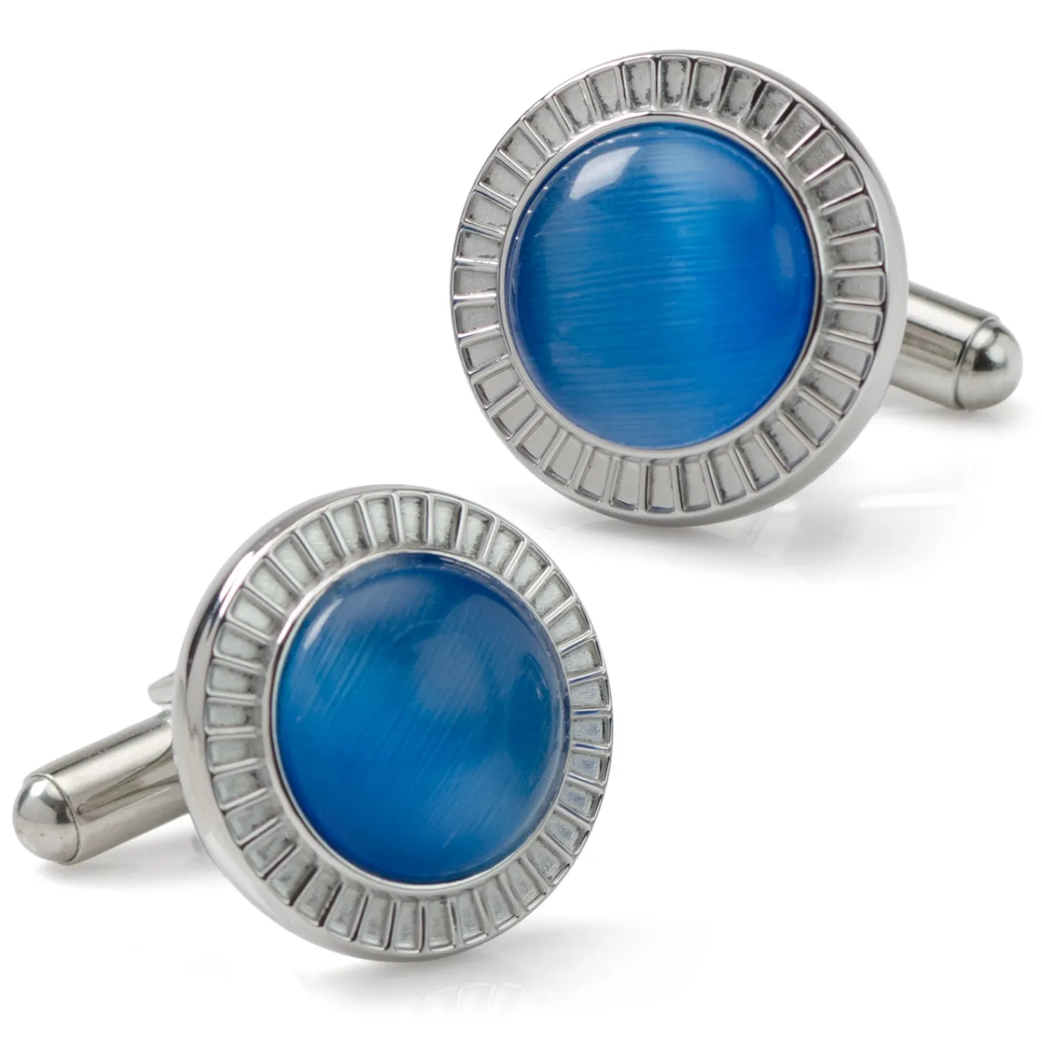 Store Radiant Blue Catseye Stainless Steel Cufflinks Luxury Cufflinks | Designer Cufflinks