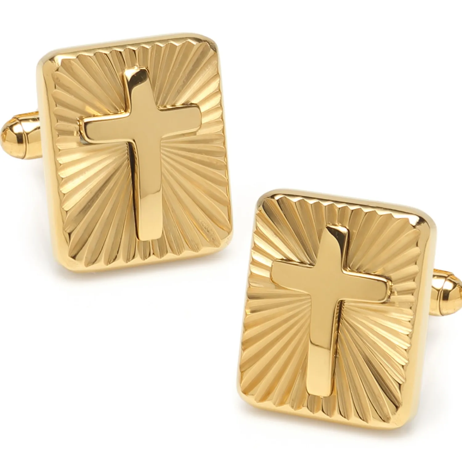 Clearance Radiant Cross Gold Stainless Steel Cufflinks Luxury Cufflinks | Hobbies & Interests Cufflinks