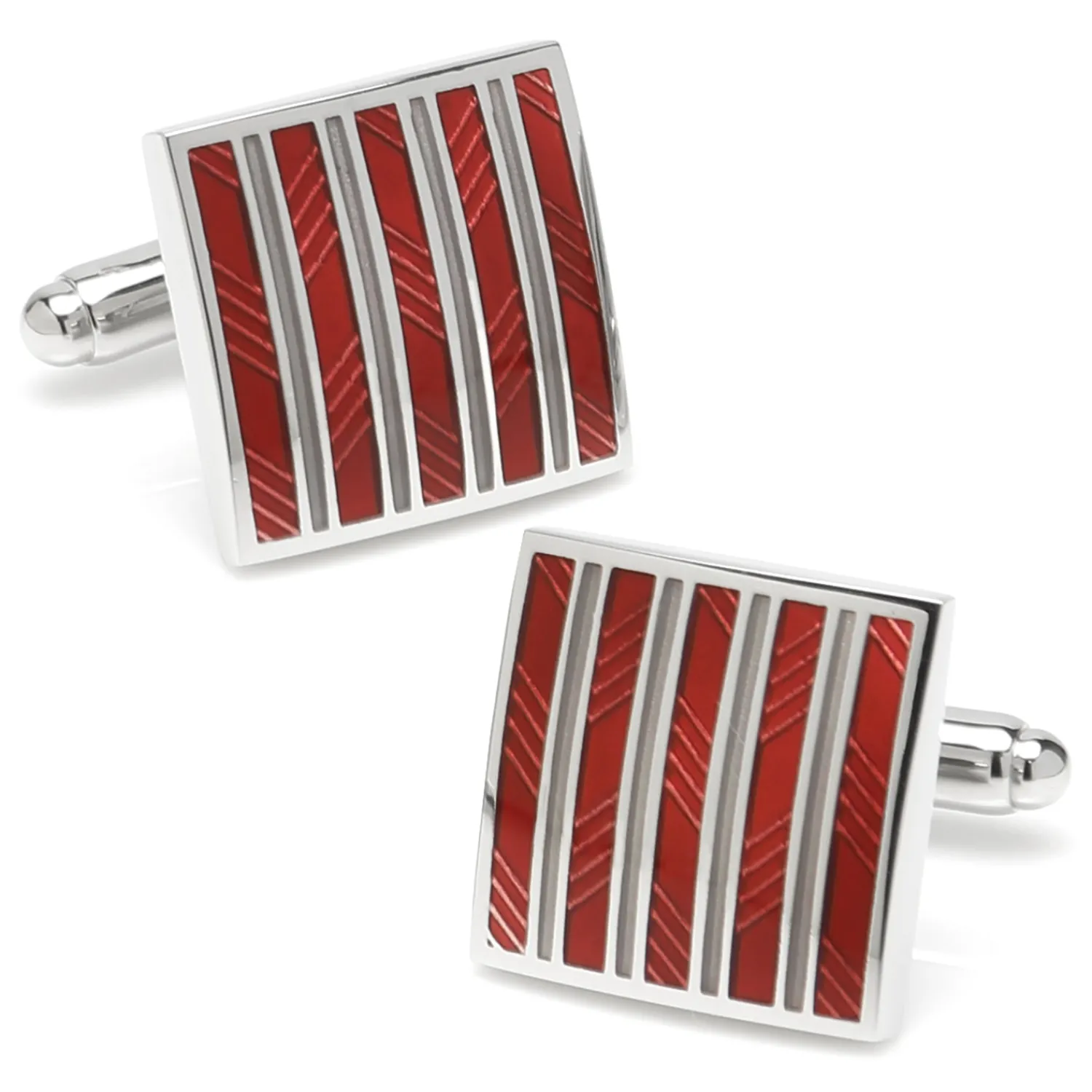 Sale Red and Gray Striped Square Cufflinks Luxury Cufflinks | Hobbies & Interests Cufflinks