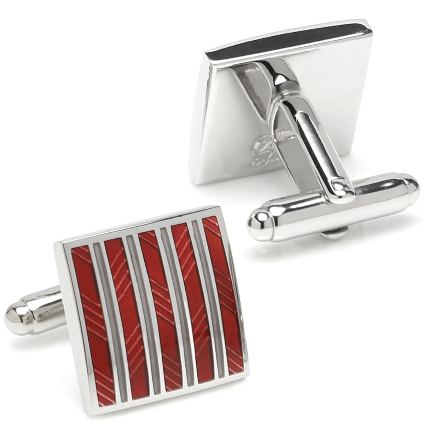 Sale Red and Gray Striped Square Cufflinks Luxury Cufflinks | Hobbies & Interests Cufflinks