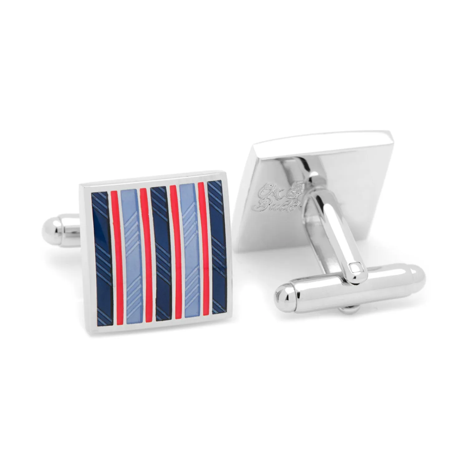 Online Red and Navy Striped Square Cufflinks Luxury Cufflinks | Hobbies & Interests Cufflinks