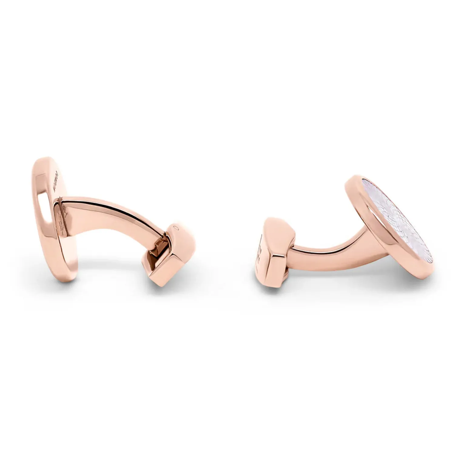 Flash Sale Rotondo Guilloche stud set with white mother of pearl in rose gold plated stainless steel Stud Sets