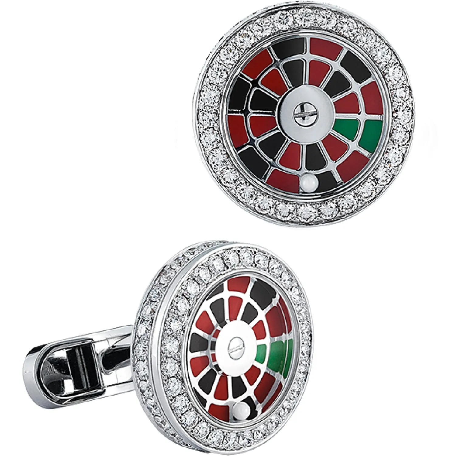 Sale Roulette Wheel Cufflinks with Pave Set White Diamonds Luxury Cufflinks | Hobbies & Interests Cufflinks