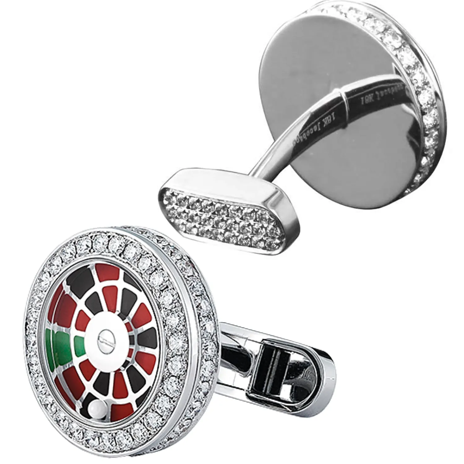 Sale Roulette Wheel Cufflinks with Pave Set White Diamonds Luxury Cufflinks | Hobbies & Interests Cufflinks