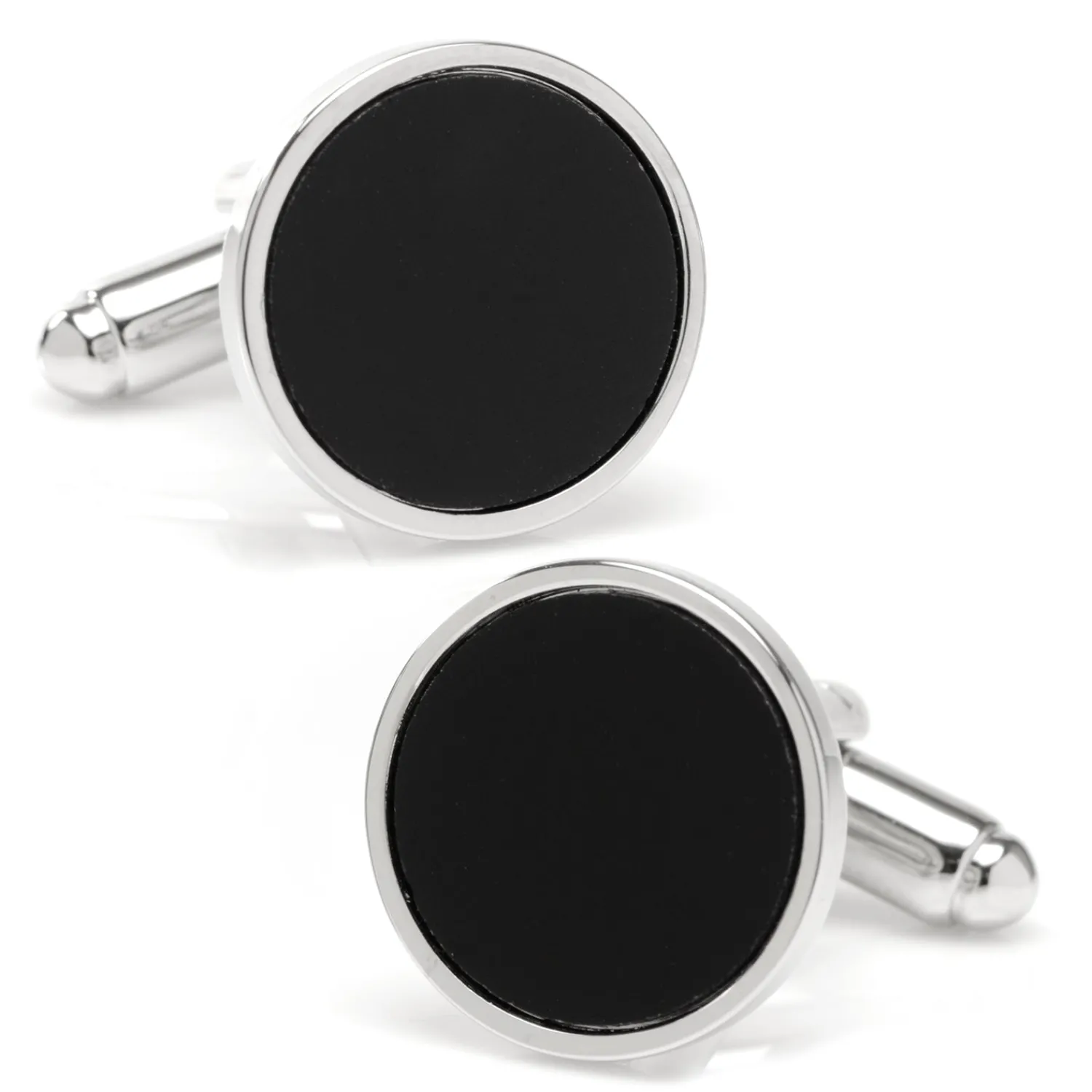 Sale Round Silver Cufflink with Onyx Inlay Luxury Cufflinks | Hobbies & Interests Cufflinks