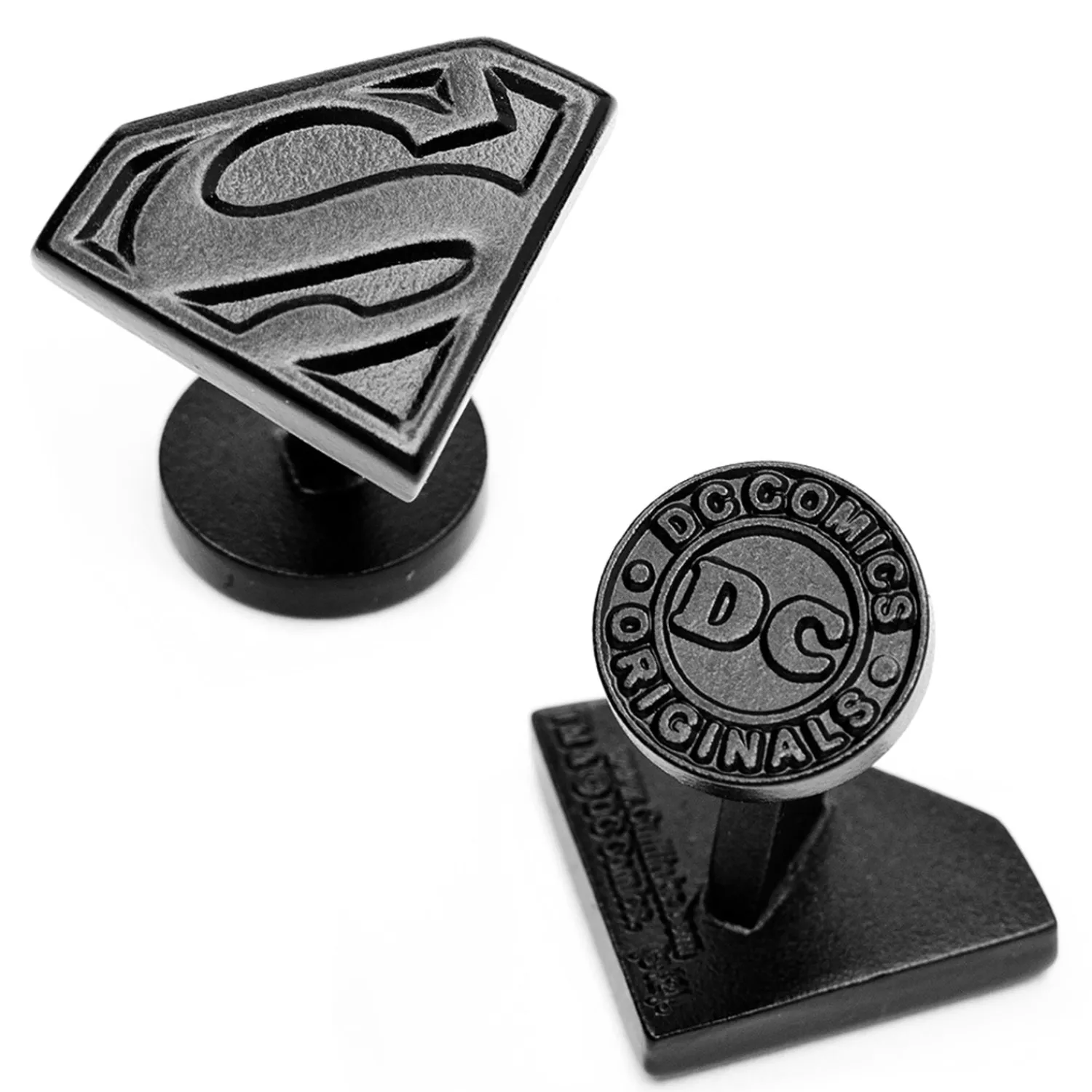 Sale Satin Black Superman Shield Cufflinks Luxury Cufflinks | Movies & Characters Cufflinks