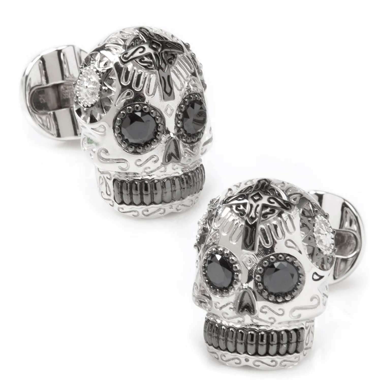 Hot Silver and Black PVD Day of the Dead Skull Cufflinks Luxury Cufflinks | Hobbies & Interests Cufflinks