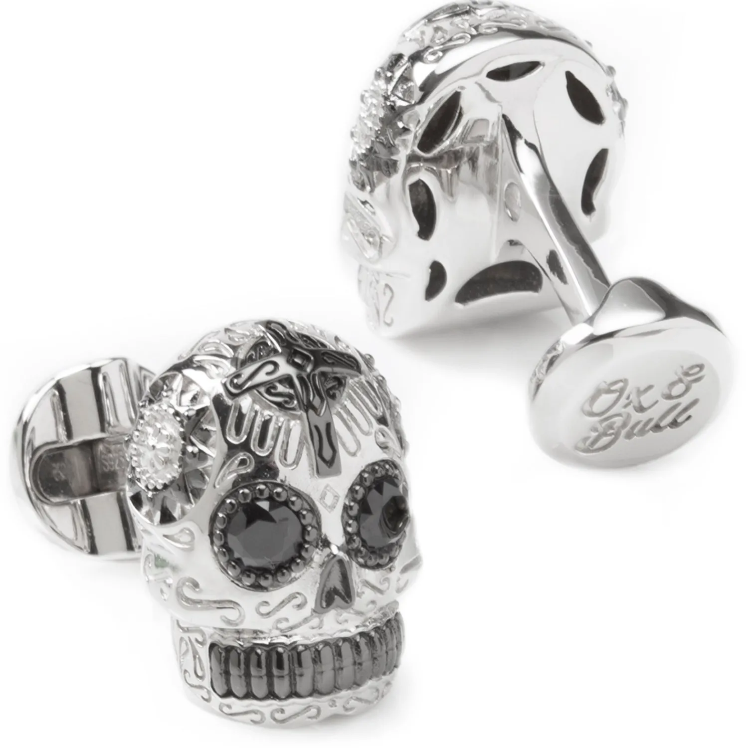 Hot Silver and Black PVD Day of the Dead Skull Cufflinks Luxury Cufflinks | Hobbies & Interests Cufflinks