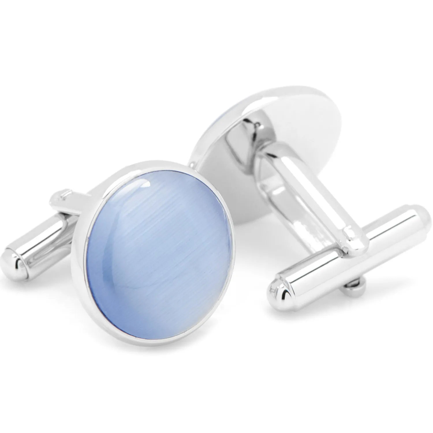 Outlet Silver and Blue Catseye Cufflinks Luxury Cufflinks | Hobbies & Interests Cufflinks