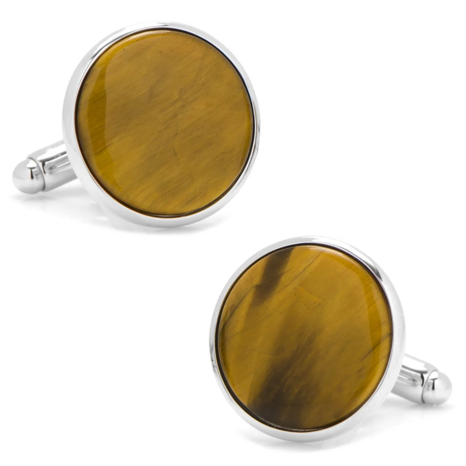 Outlet Silver and Tiger's Eye Cufflinks Hobbies & Interests Cufflinks | Luxury Cufflinks