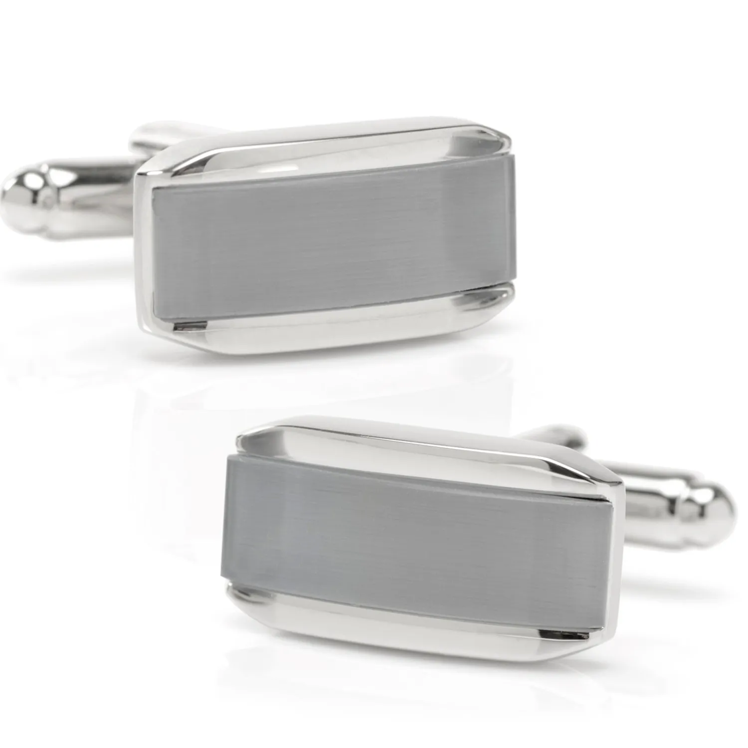 Cheap Silver Rectangular Cufflink with Gray Cats Eye Luxury Cufflinks | Hobbies & Interests Cufflinks