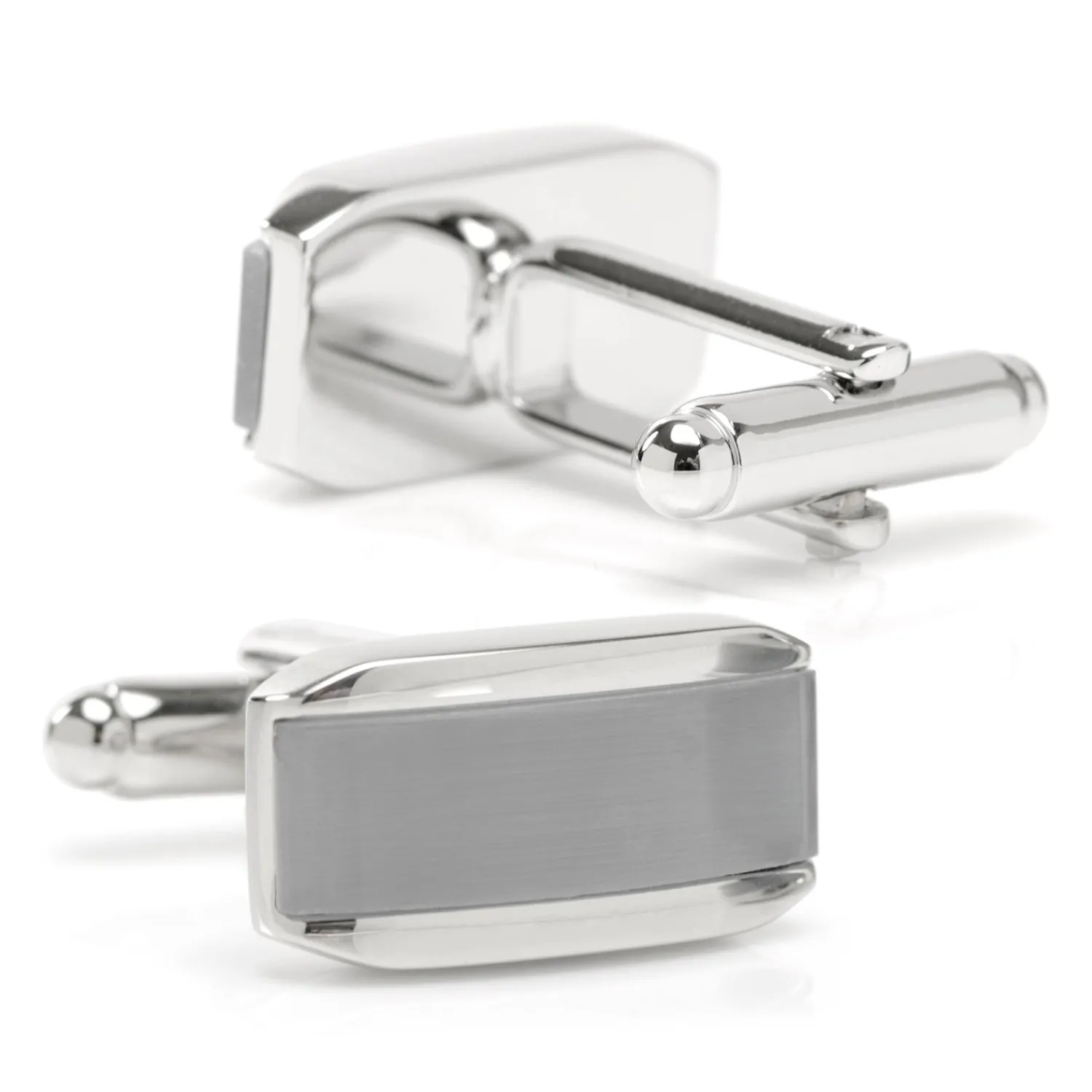 Cheap Silver Rectangular Cufflink with Gray Cats Eye Luxury Cufflinks | Hobbies & Interests Cufflinks