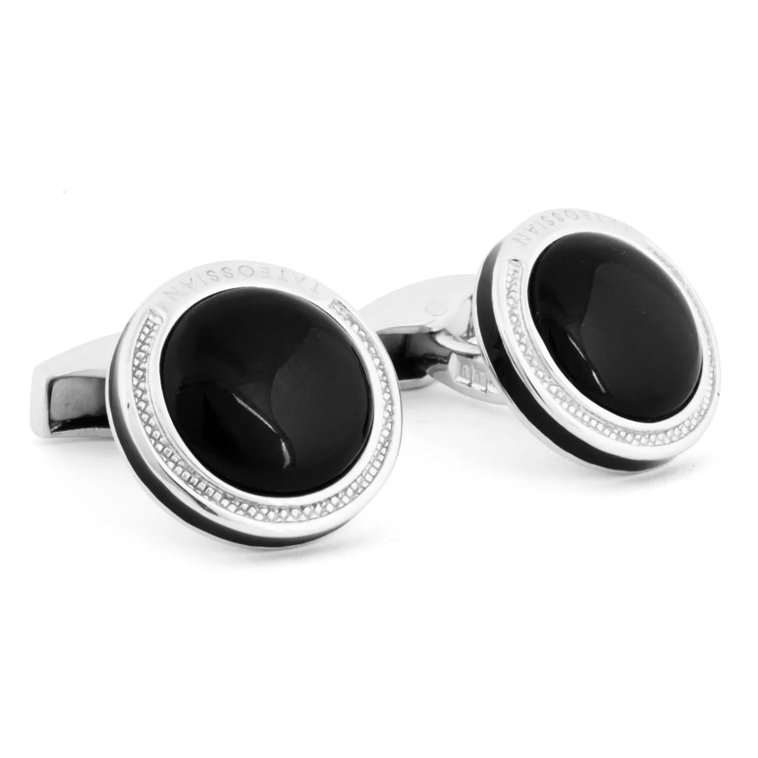 Fashion Silver Signature Round Onyx Cufflinks Luxury Cufflinks | Hobbies & Interests Cufflinks