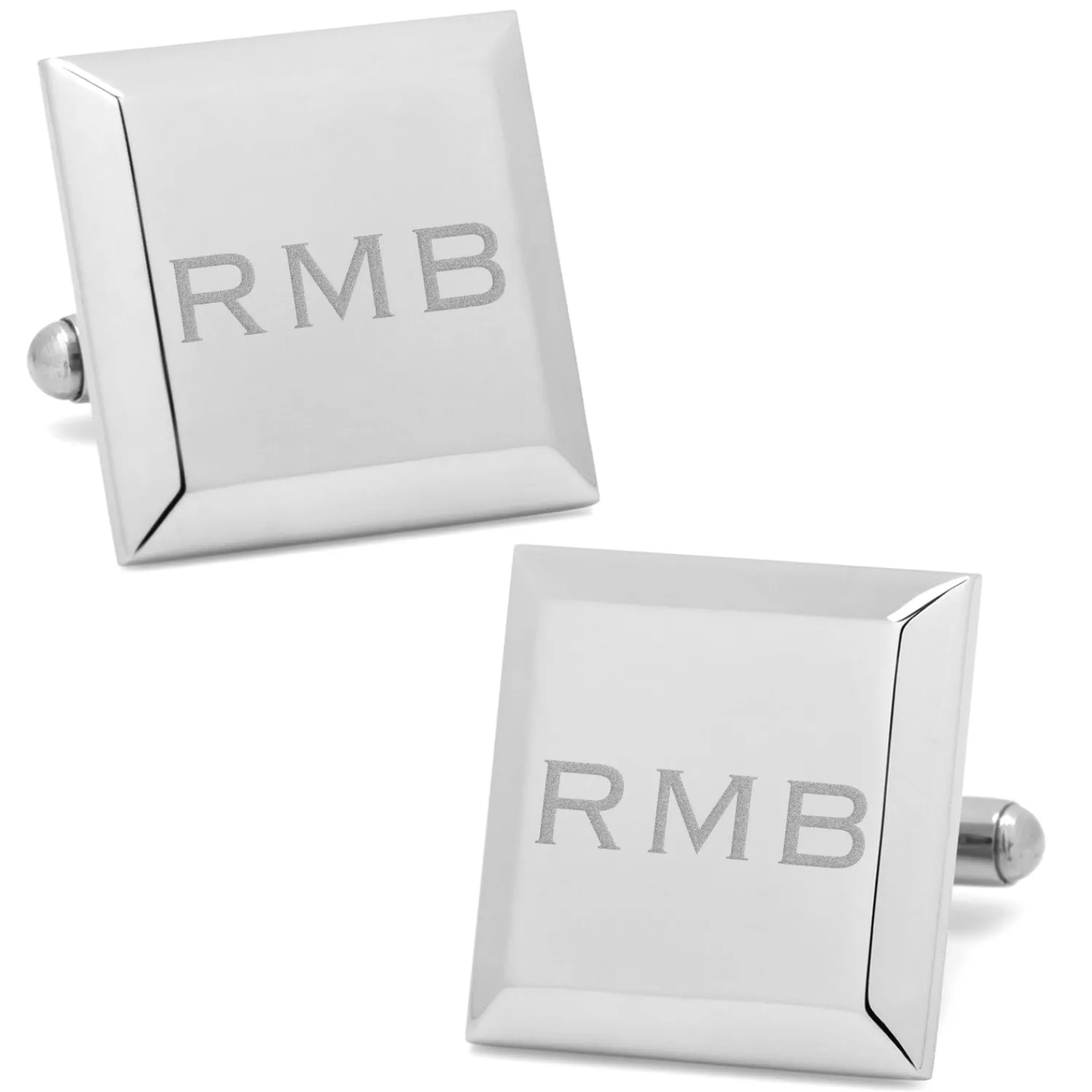 Outlet Stainless Steel Beveled Edge Engravable Square Cufflinks Hobbies & Interests Cufflinks | Luxury Cufflinks