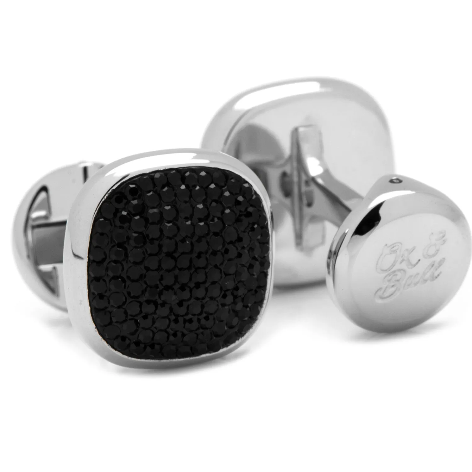 New Stainless Steel Black Pave Crystal Cufflinks Luxury Cufflinks | Hobbies & Interests Cufflinks