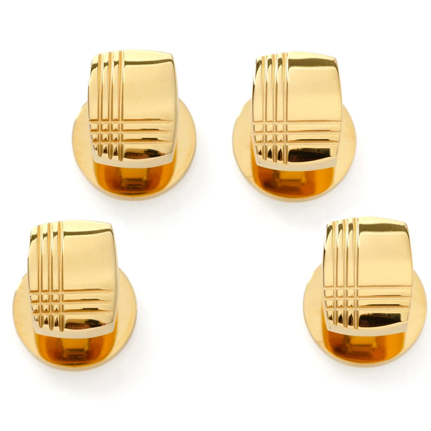 New Stainless Steel Gold Tartan Plaid Studs Stud Sets