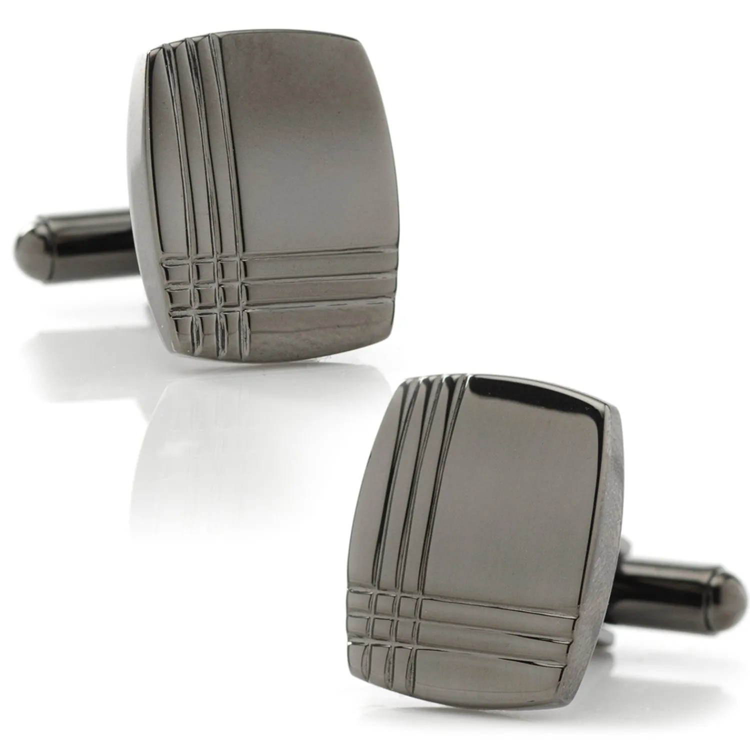 Hot Stainless Steel Gunmetal Tartan Plaid Cufflinks Luxury Cufflinks | Hobbies & Interests Cufflinks