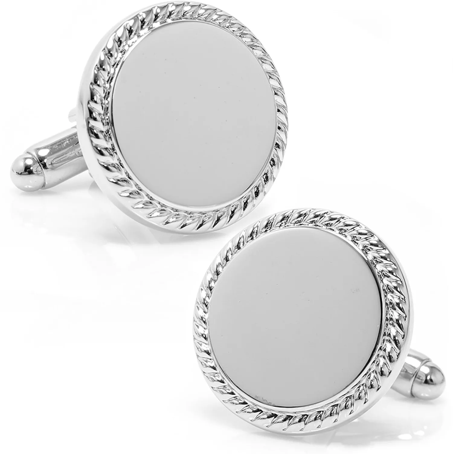 Discount Stainless Steel Rope Border Round Engravable Cufflinks Luxury Cufflinks | Hobbies & Interests Cufflinks