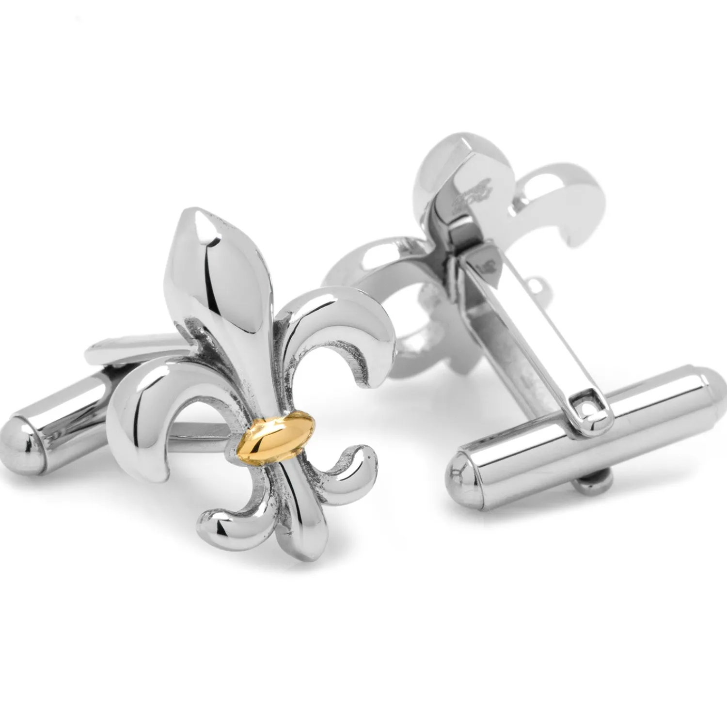 Flash Sale Stainless Steel Two-Tone Fleur De Lis Cufflinks Luxury Cufflinks | Hobbies & Interests Cufflinks