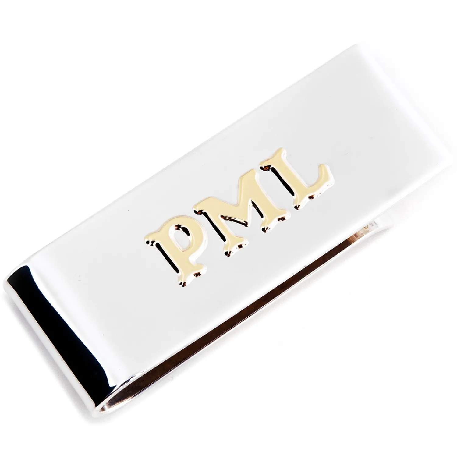 Clearance Sterling and 10k Gold Two Tone Personalized Money Clip Money Clips