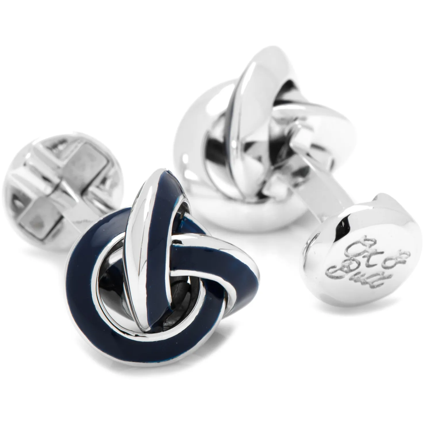 Cheap Sterling Blue Enamel Knot Cufflinks Wedding Cufflinks | Luxury Cufflinks