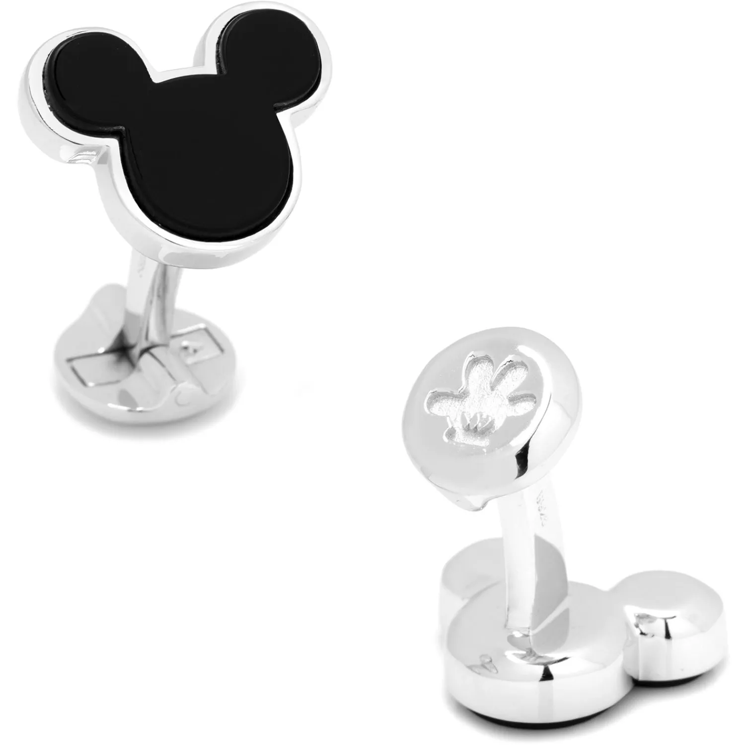 New Sterling Silver and Onyx Mickey Mouse Cufflinks Luxury Cufflinks | Movies & Characters Cufflinks