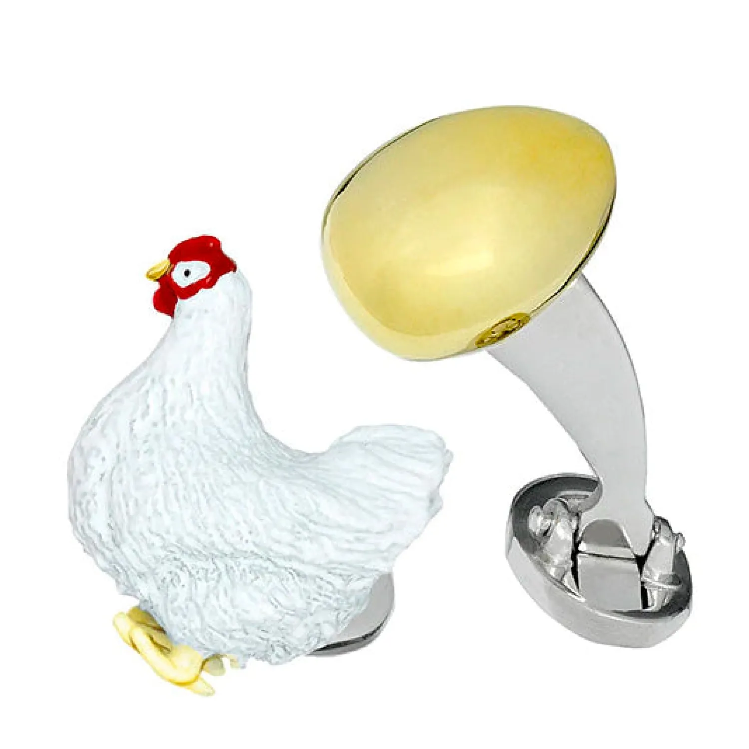 Online Sterling Silver Chicken and 18KT Gold Vermeil Egg Cufflinks Hobbies & Interests Cufflinks | Luxury Cufflinks