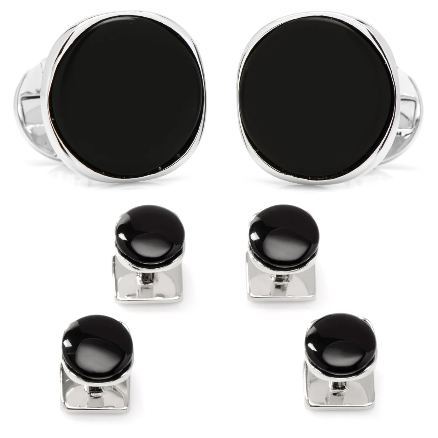 Hot Sterling Silver Classic Formal Onyx Stud Set Stud Sets