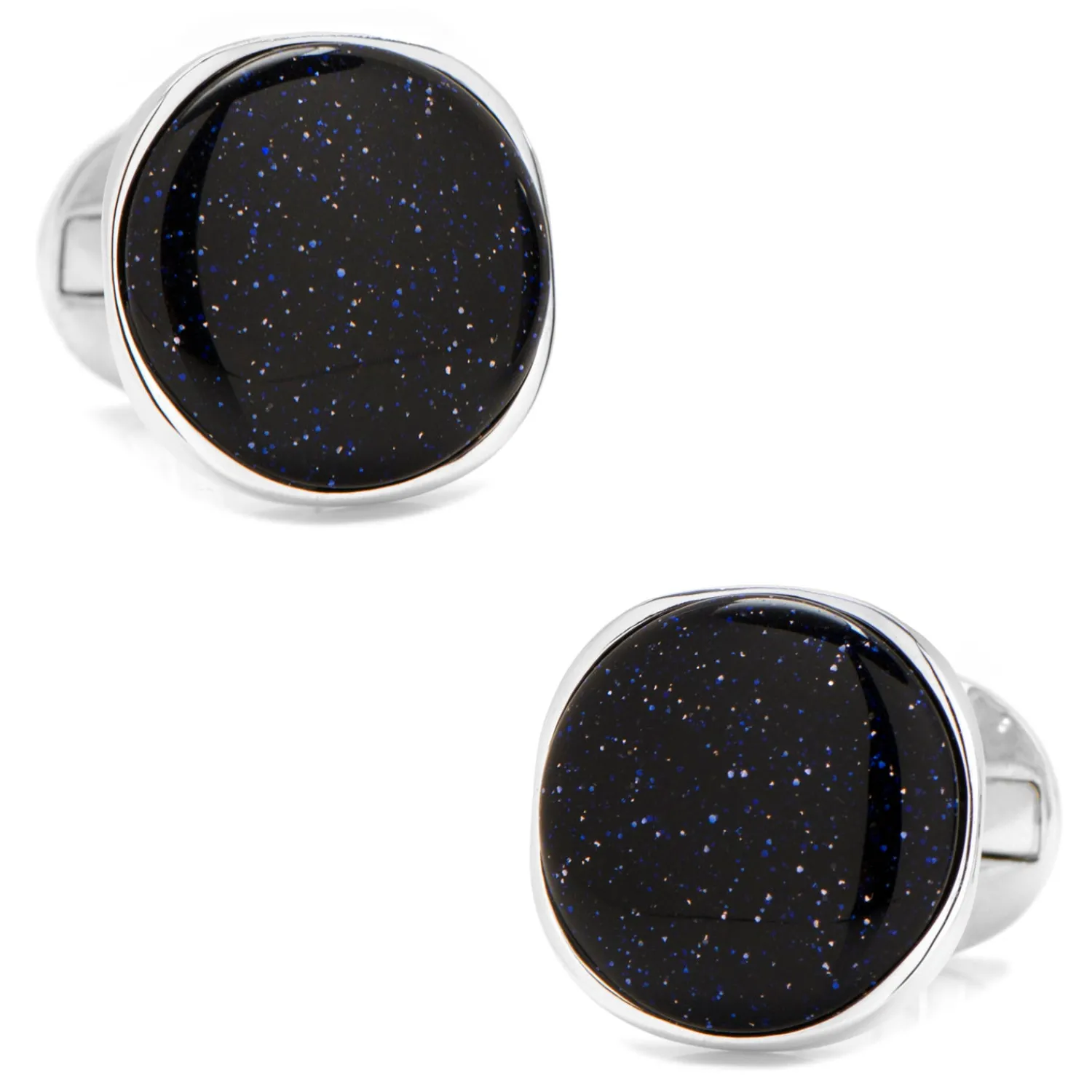 Clearance Sterling Silver Classic Round Blue Goldstone Cufflinks Luxury Cufflinks | Hobbies & Interests Cufflinks