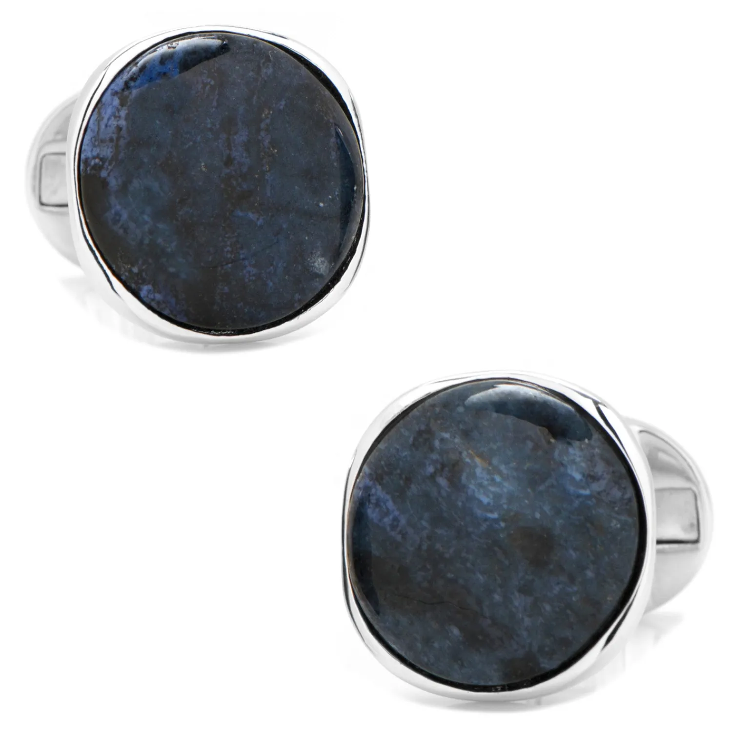 Discount Sterling Silver Classic Round Blue Marble Cufflinks Luxury Cufflinks | Designer Cufflinks