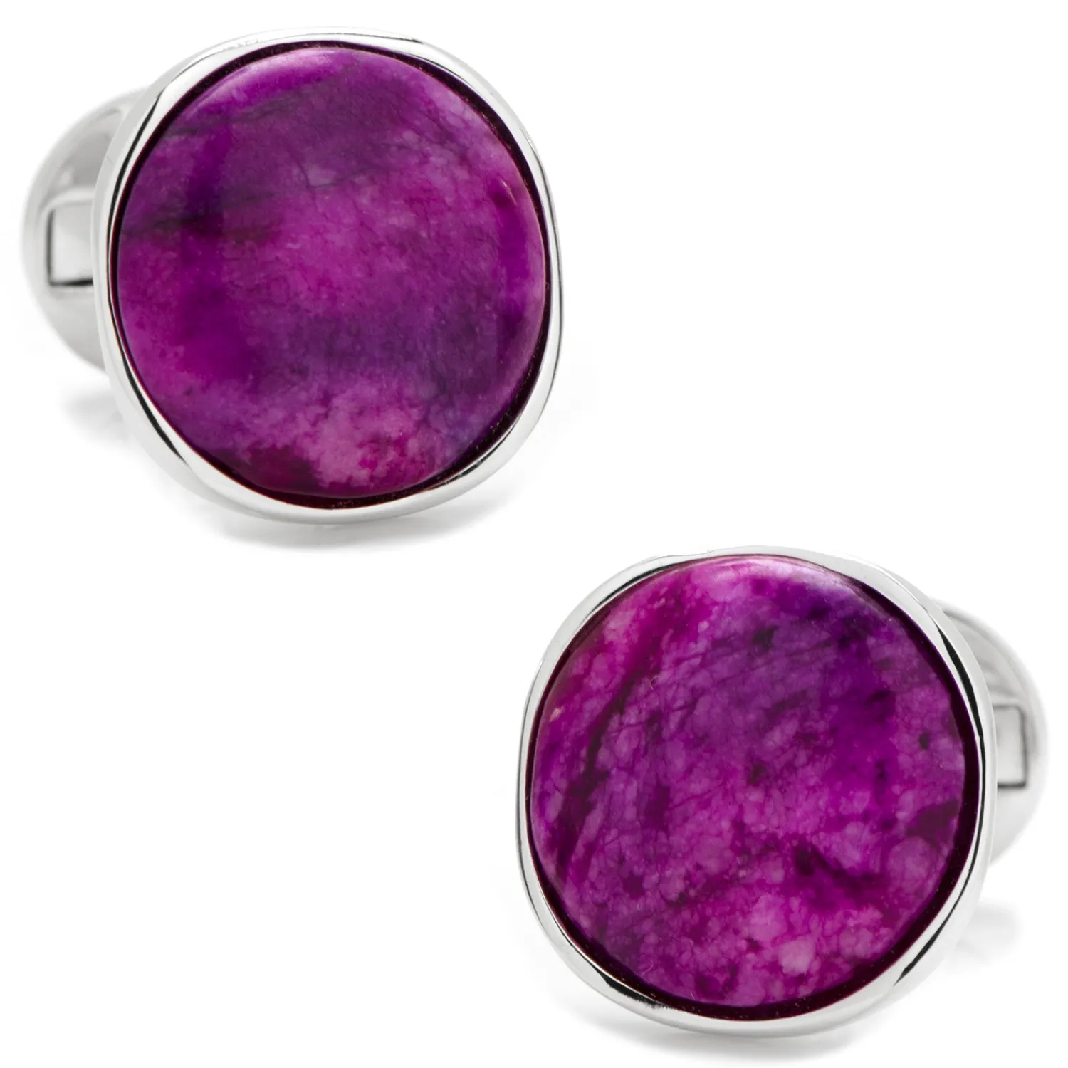 Discount Sterling Silver Classic Round Sugilite Nebula Cufflinks Luxury Cufflinks | Hobbies & Interests Cufflinks