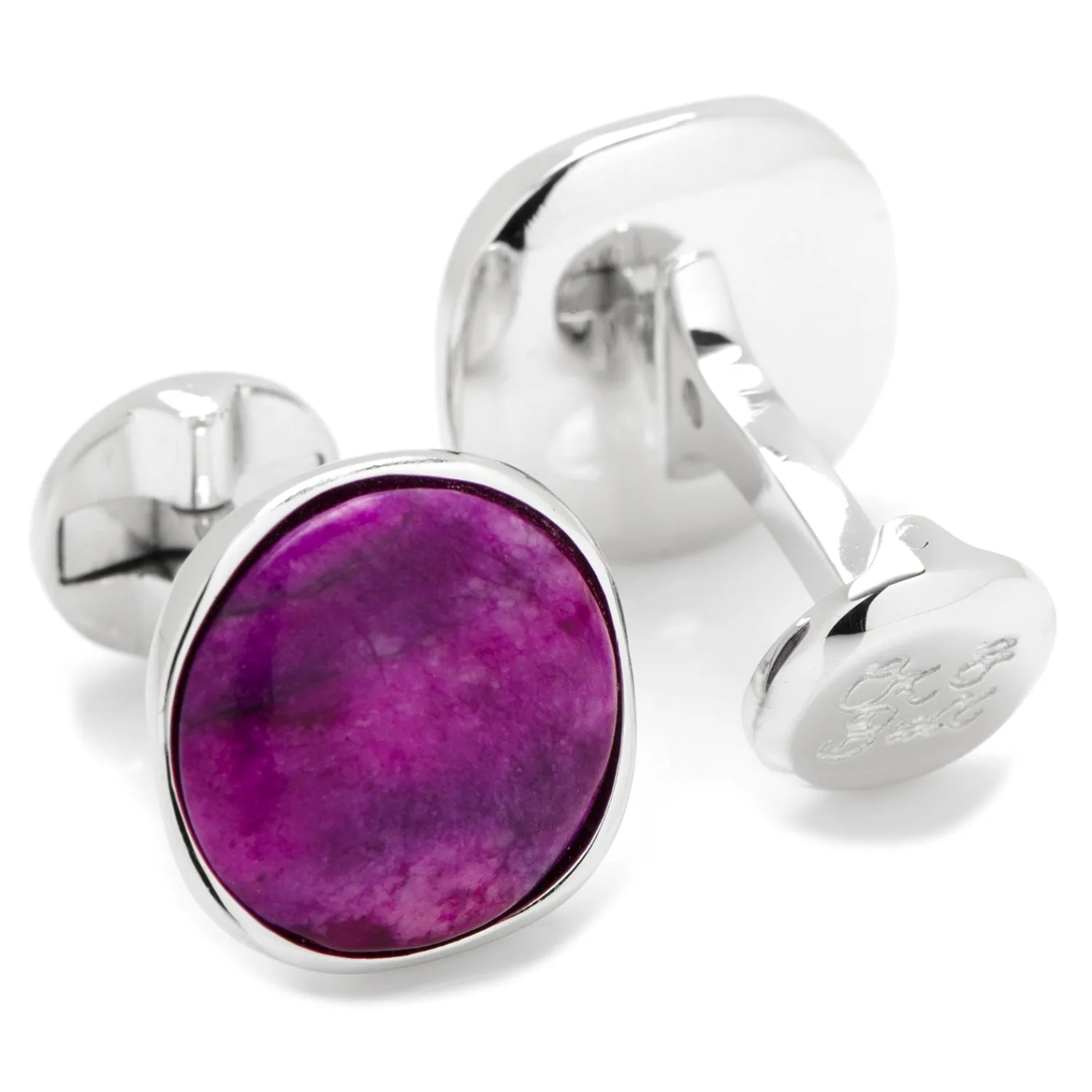 Discount Sterling Silver Classic Round Sugilite Nebula Cufflinks Luxury Cufflinks | Hobbies & Interests Cufflinks