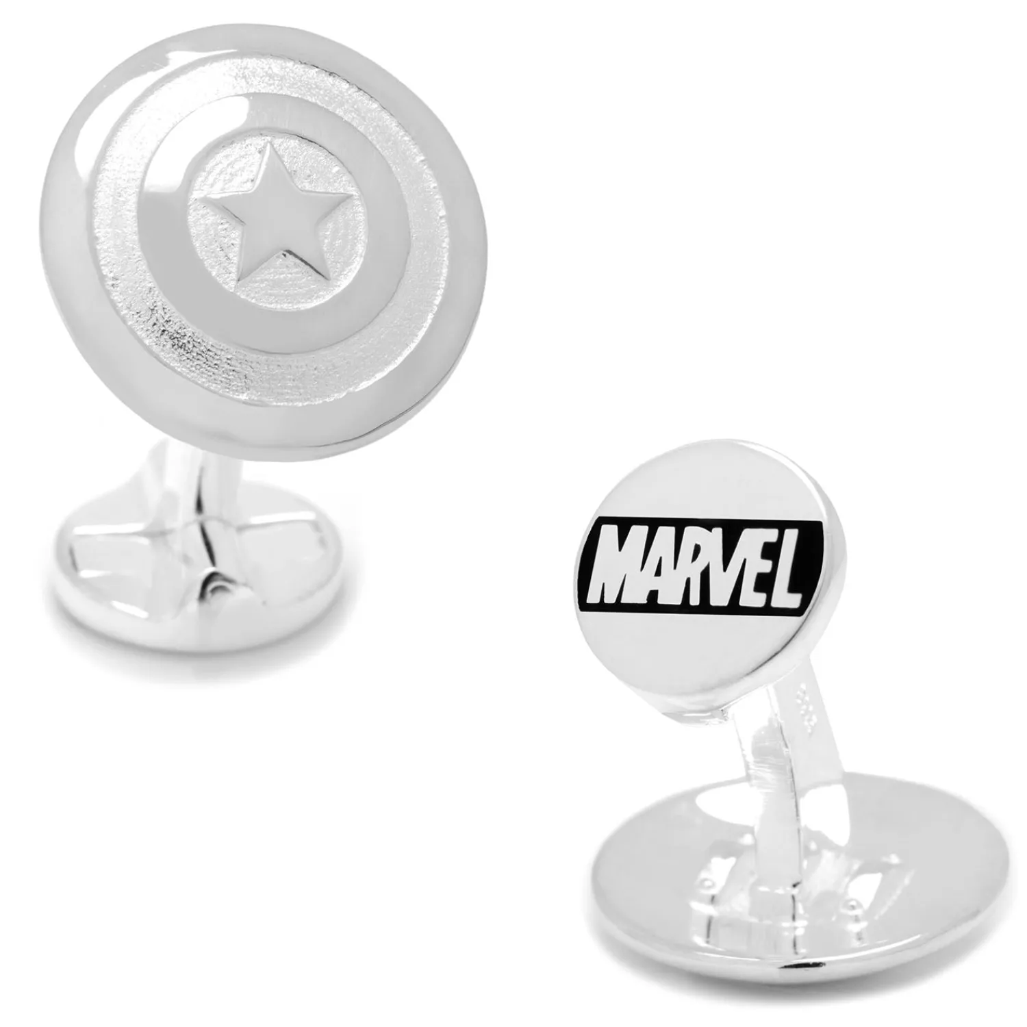 Discount Sterling Silver 3D Captain America Shield Cufflinks Luxury Cufflinks | Movies & Characters Cufflinks