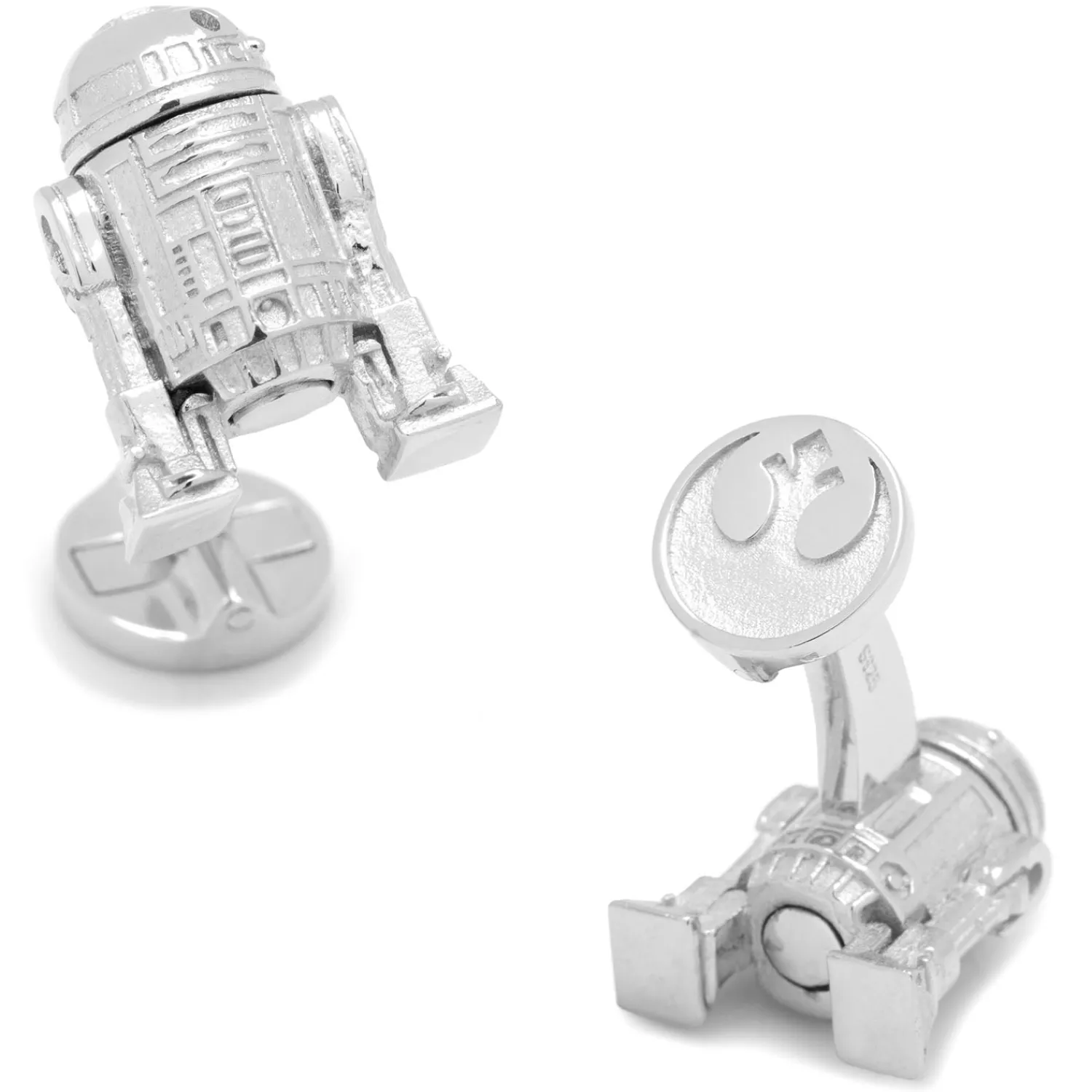 Shop Sterling Silver 3D R2D2 Cufflinks Luxury Cufflinks | Movies & Characters Cufflinks