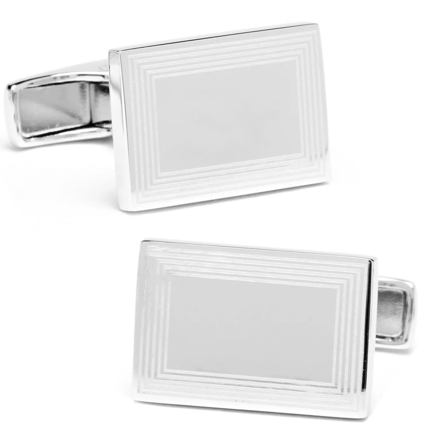 Best Sale Sterling Silver Etched Frame Rectangle Engravable Cufflinks Luxury Cufflinks | Hobbies & Interests Cufflinks