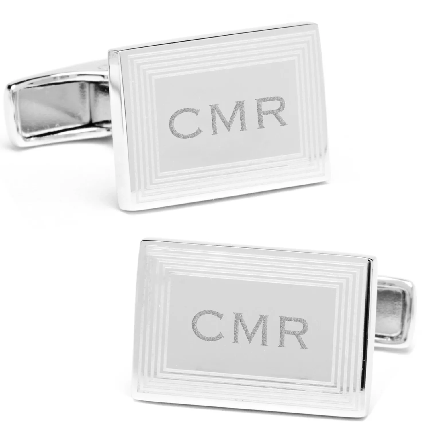 Best Sale Sterling Silver Etched Frame Rectangle Engravable Cufflinks Luxury Cufflinks | Hobbies & Interests Cufflinks